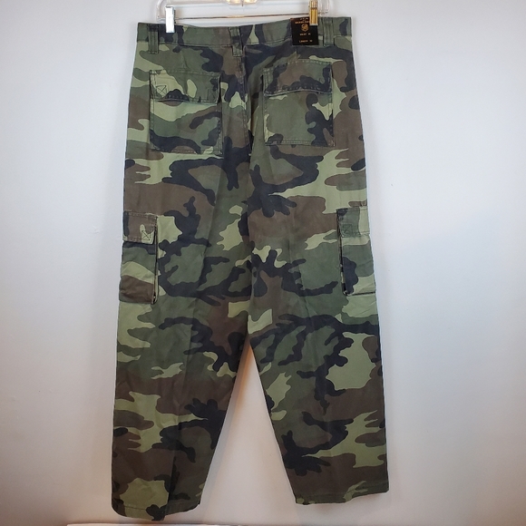 VTG Machine Jeans Camo Baggy Cargo Pants 36x30 Mens NWT Camoflage Twill Y2K - Picture 8 of 16